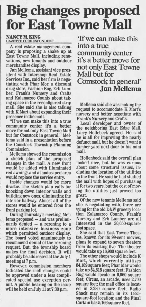 East Towne Mall (Gull Crossing, East Town Mall) - Jun 28 1991 Article (newer photo)